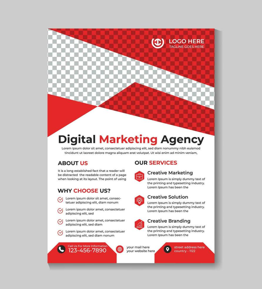 Modern digital marketing business flyer design template brochure, cover, annual report, poster, flyer, promotion, advertising, leaflet design vector