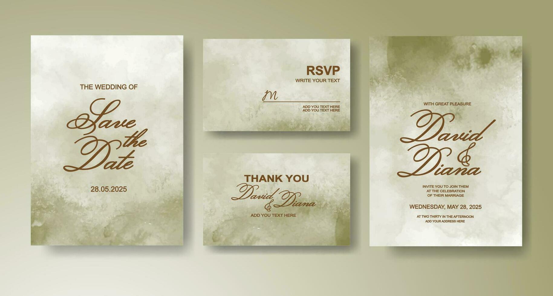 Wedding invitation with abstract watercolor background vector