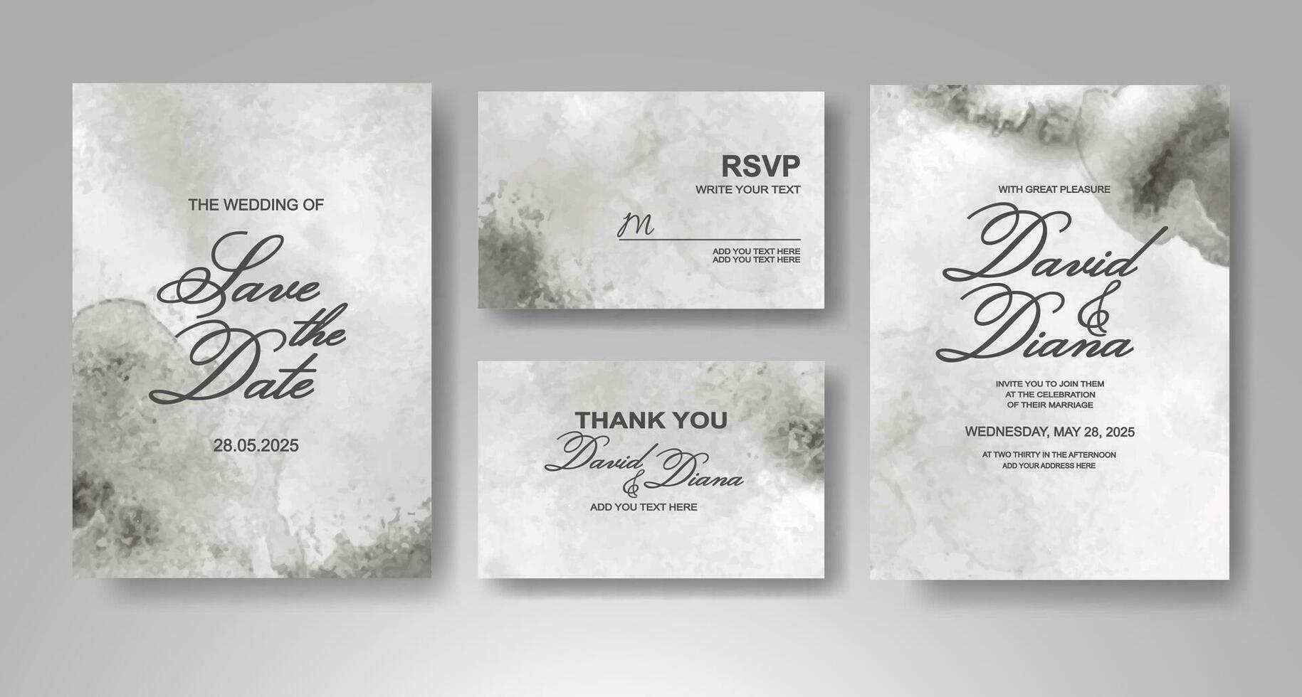 Wedding invitation with abstract watercolor background vector