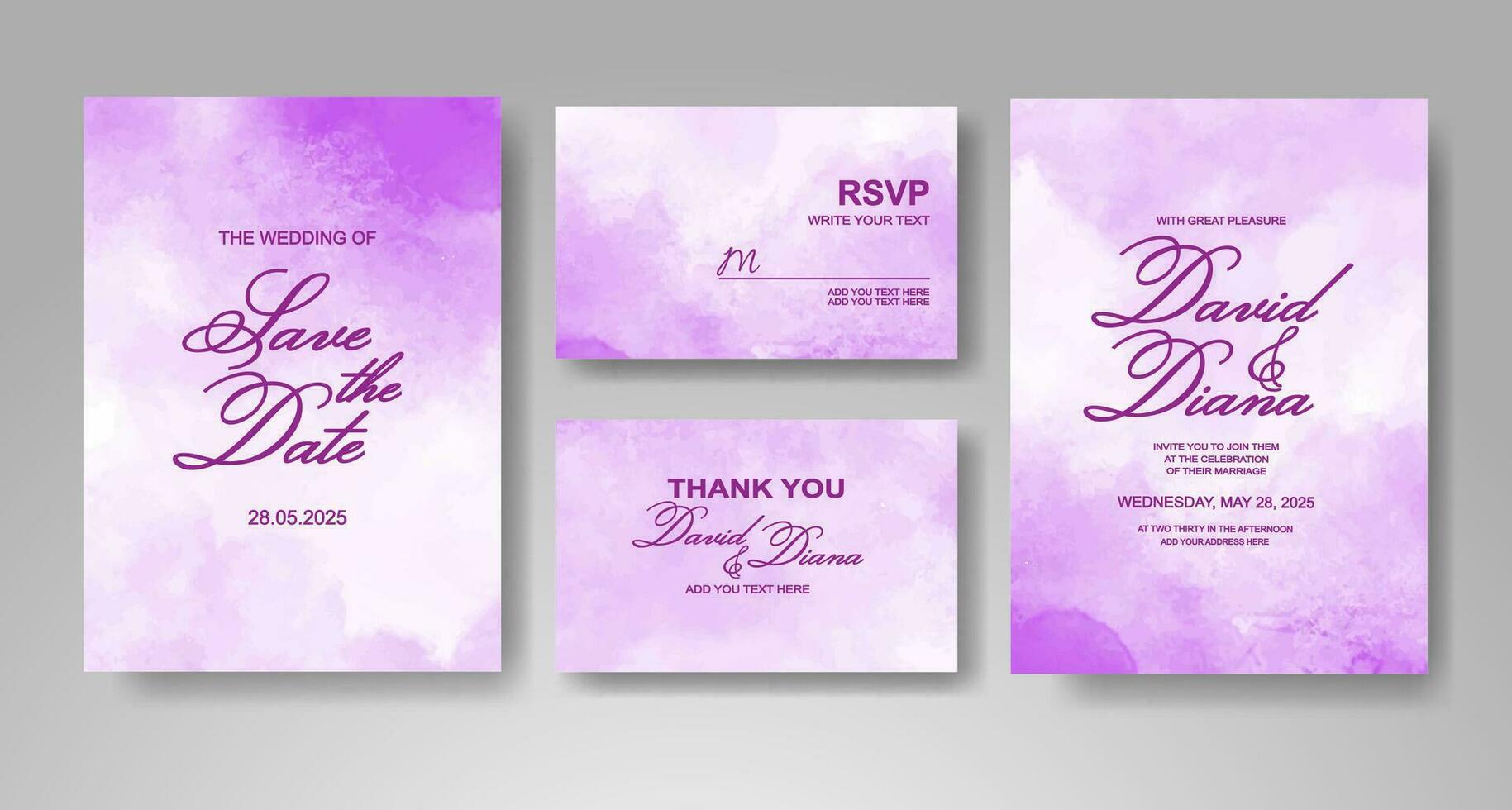 Wedding invitation with abstract watercolor background vector