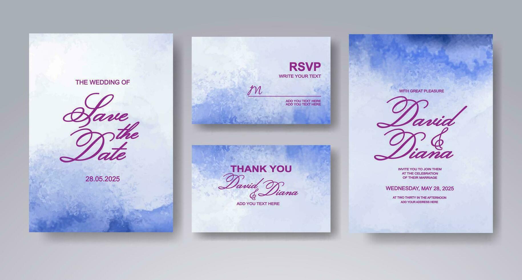 Wedding invitation with abstract watercolor background vector