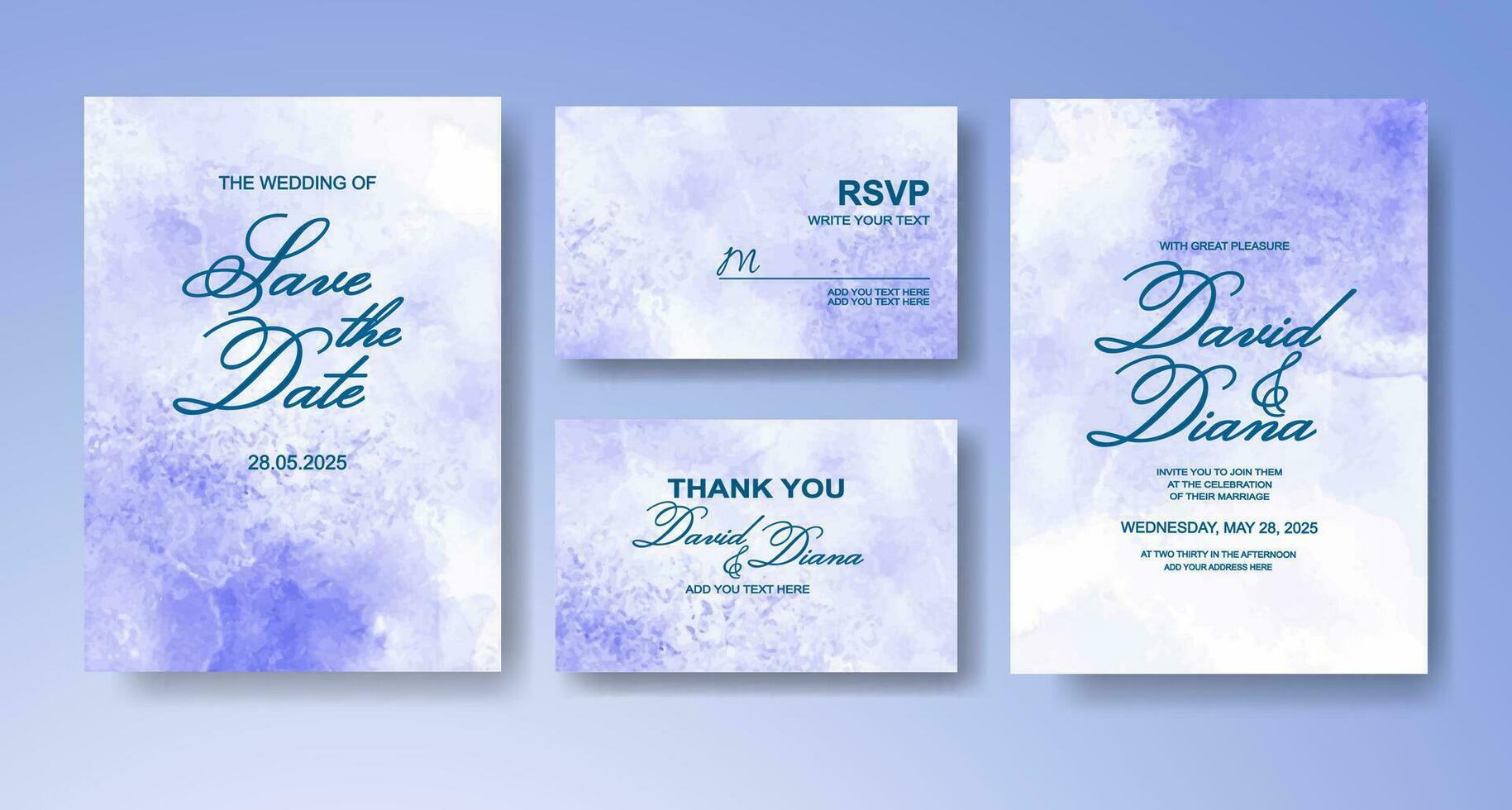 Wedding invitation with abstract watercolor background vector