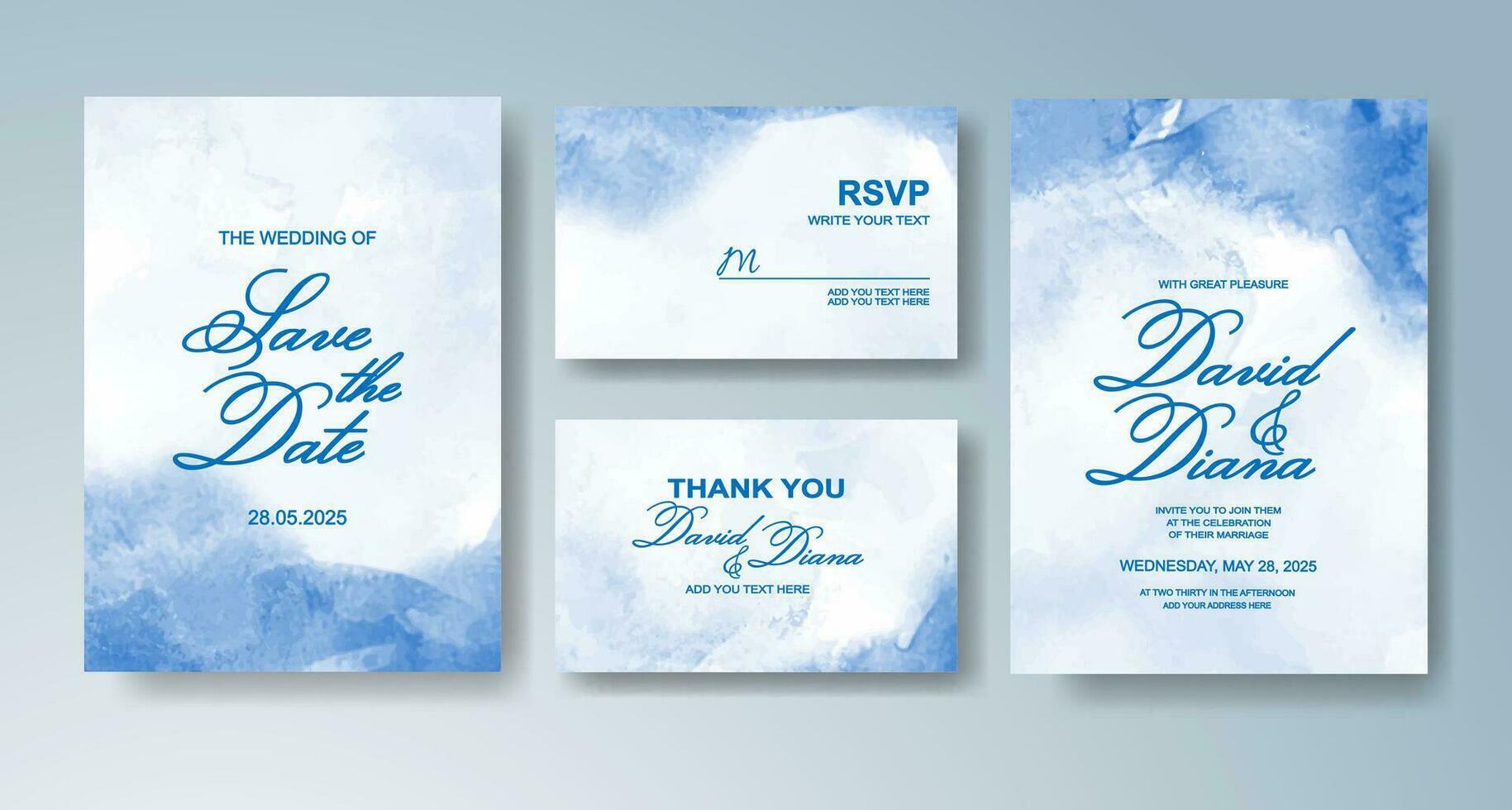 Wedding invitation with abstract watercolor background vector