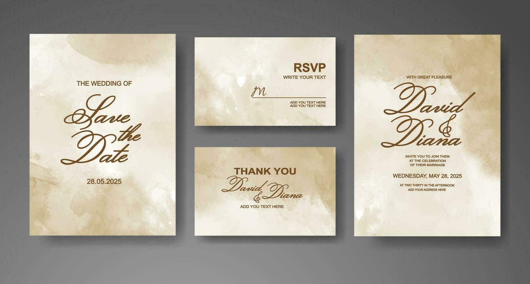 Wedding invitation with abstract watercolor background vector