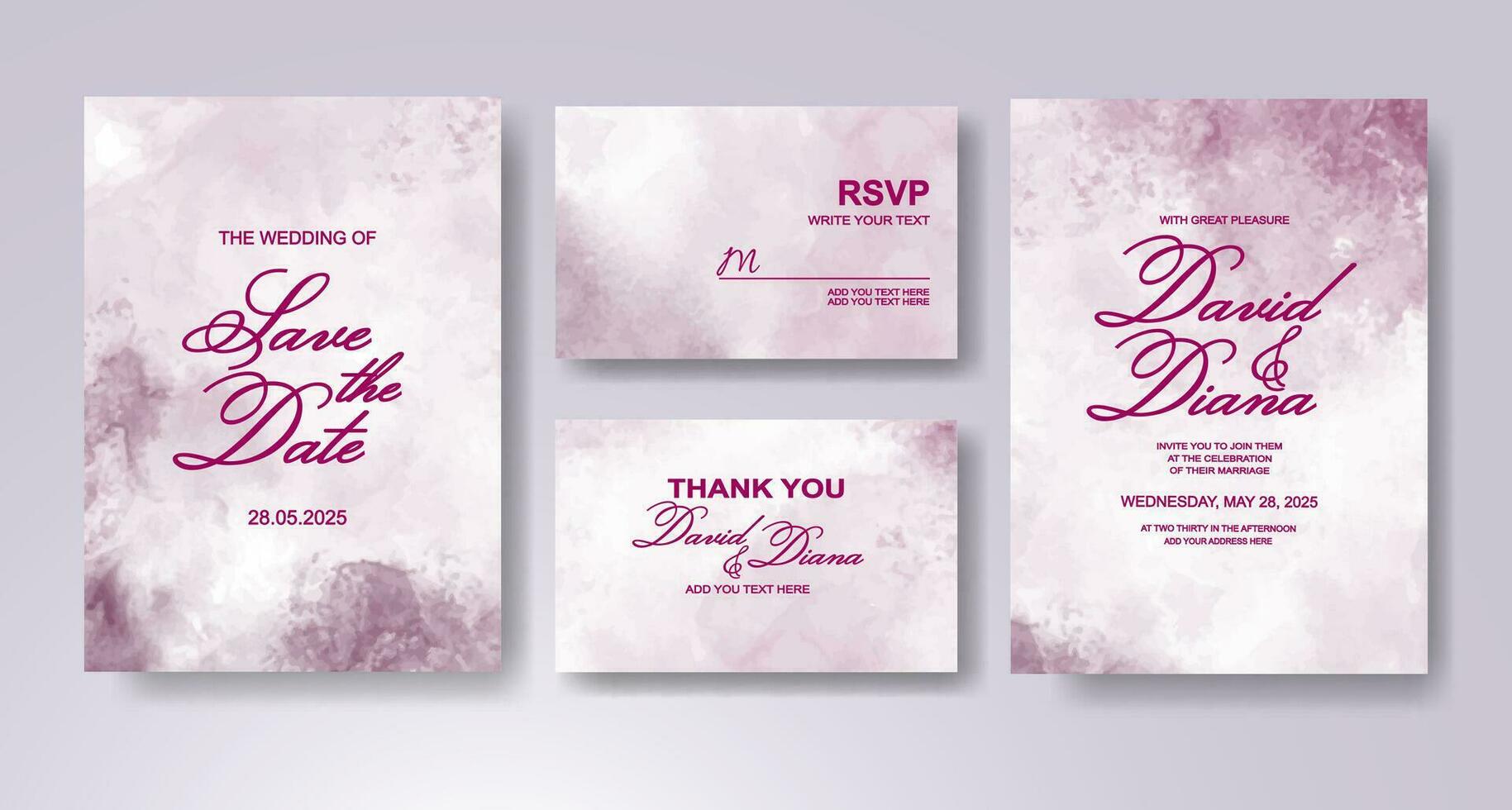 Wedding invitation with abstract watercolor background vector