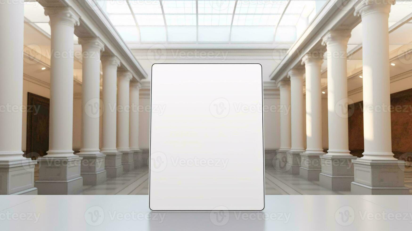a white room with pillars AI Generated photo