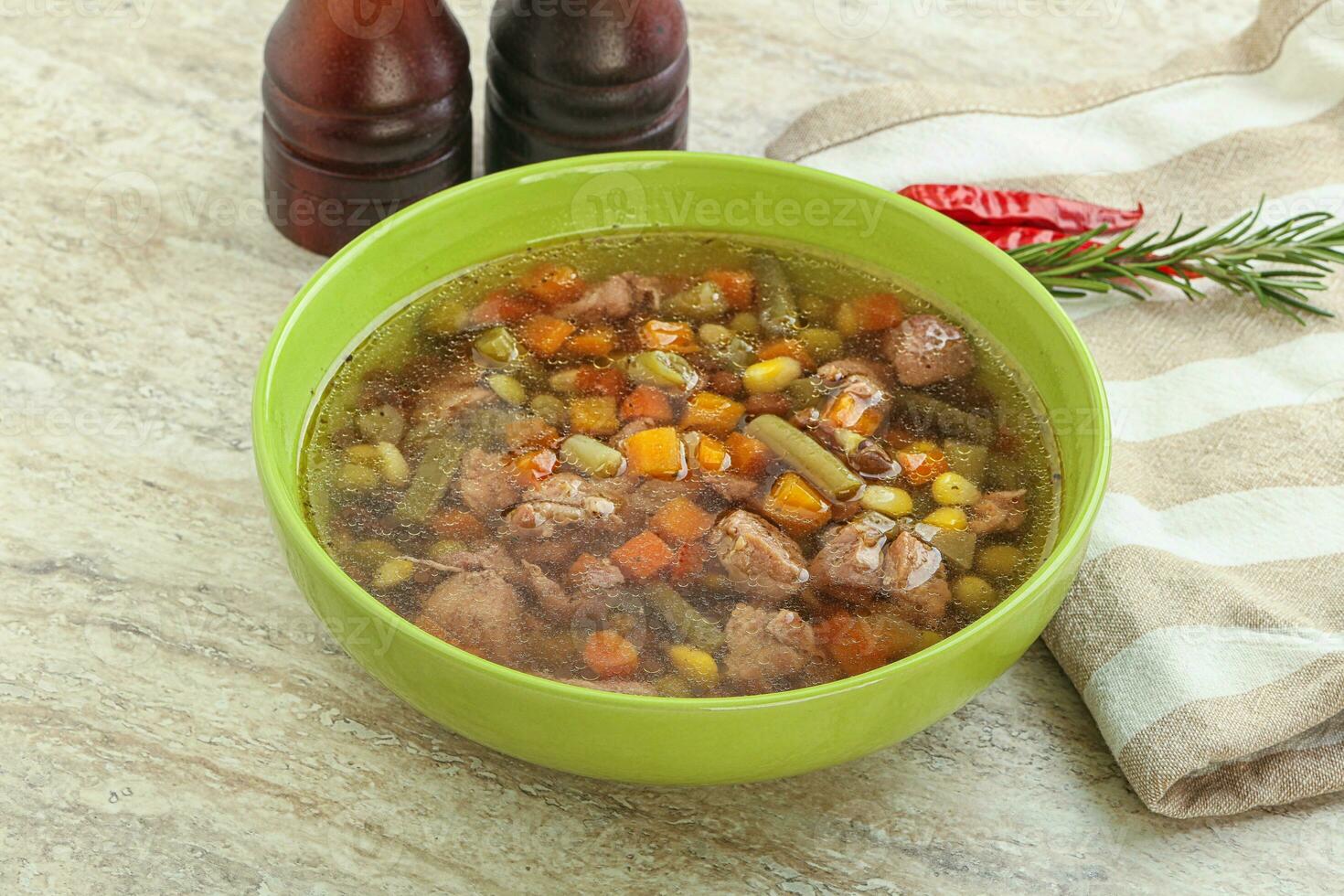 Soup with lentil and chicken photo