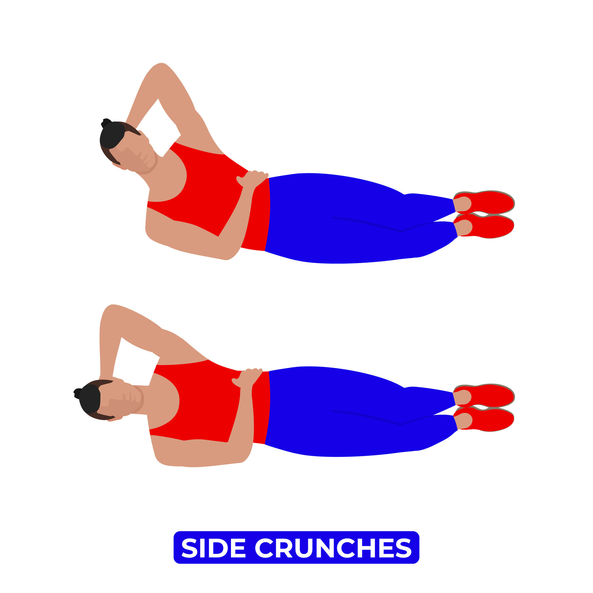 Vector Man Doing Side Crunches. Bodyweight Fitness Oblique Workout
