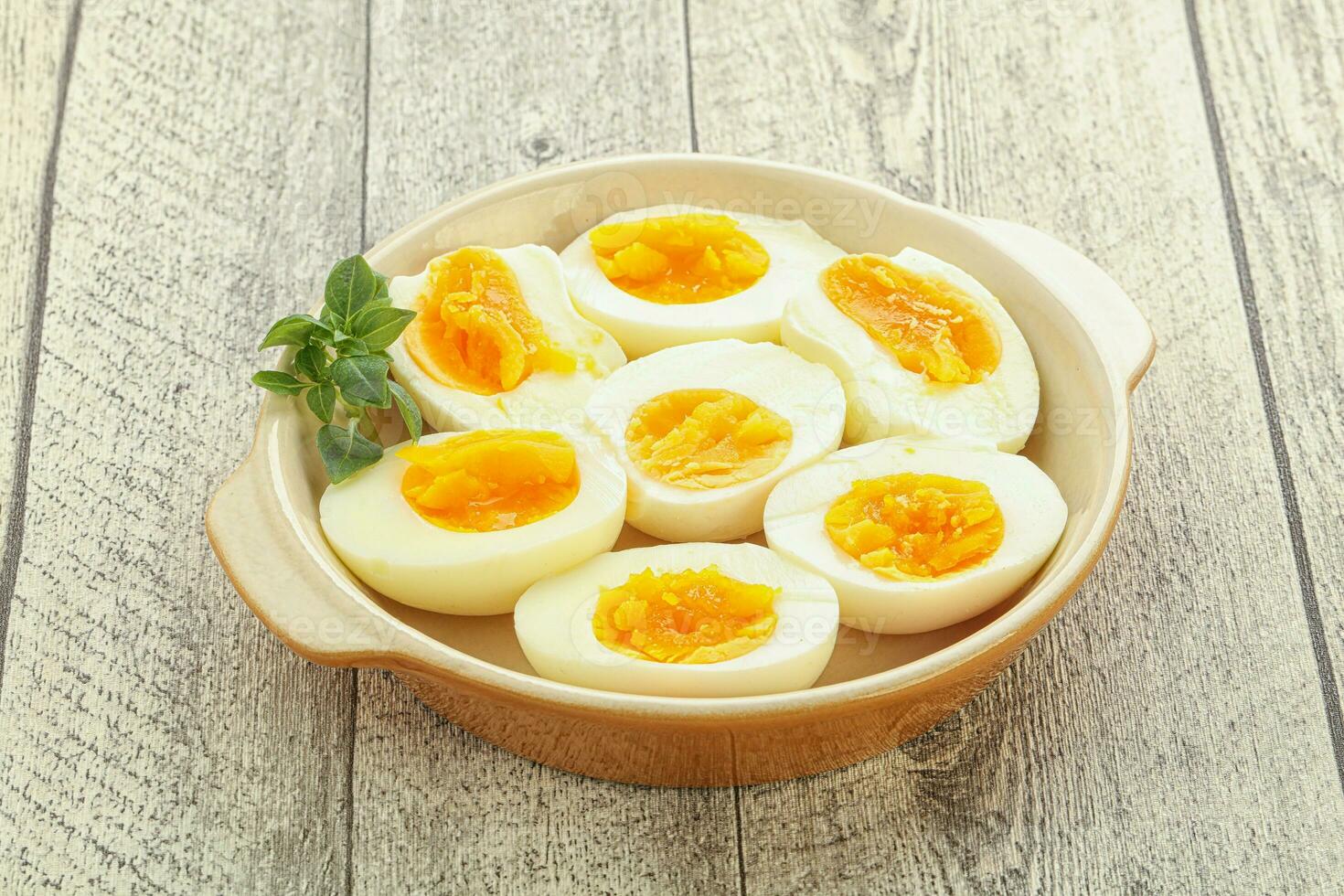 Boiled chicken egg for breakfast photo