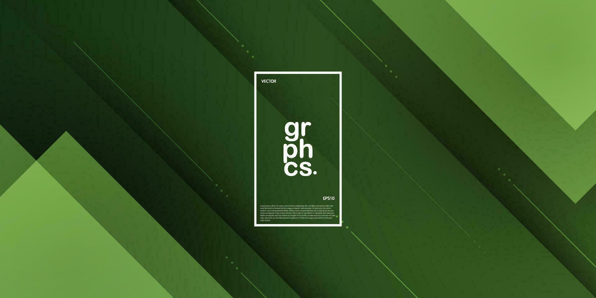 Abstract green overlap background template vector with overlay lines and shapes. Dark green background with trendy pattern design. Eps10 vector