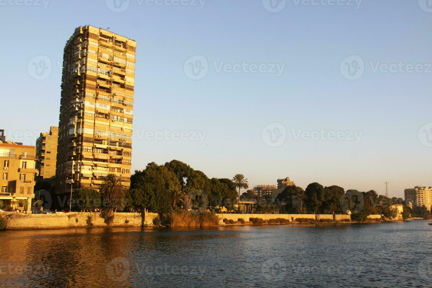 Sunset Cairo from the river Nile bridge photo