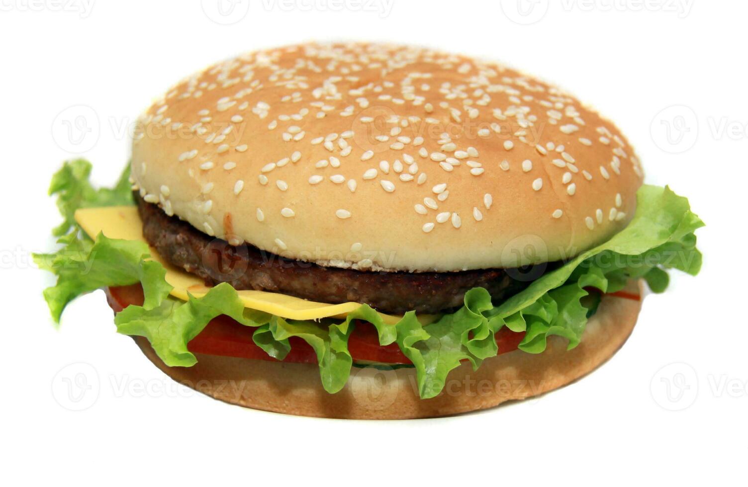 Tasty hamburger isolated on white background photo