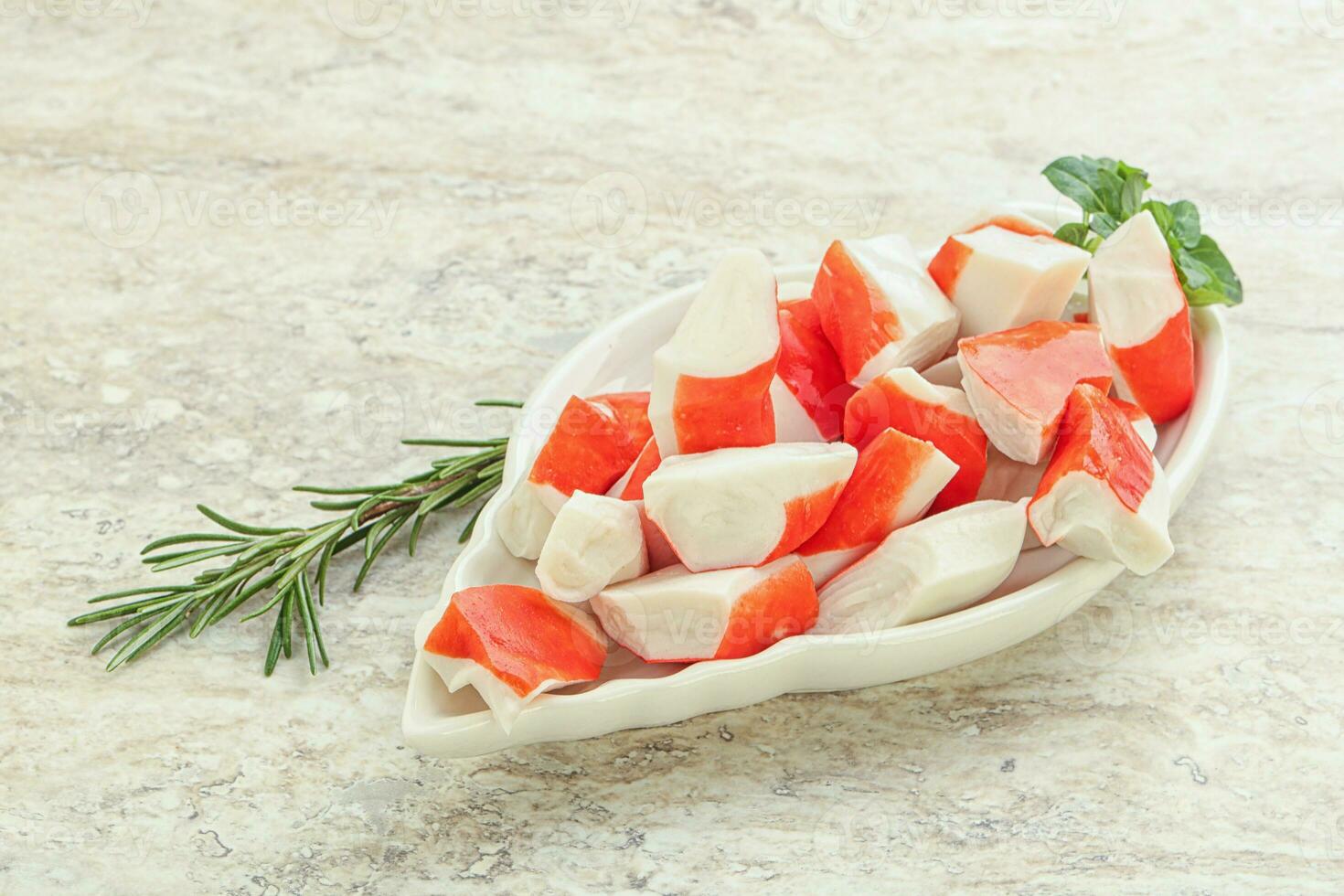 Crab meat surimi in the bowl photo