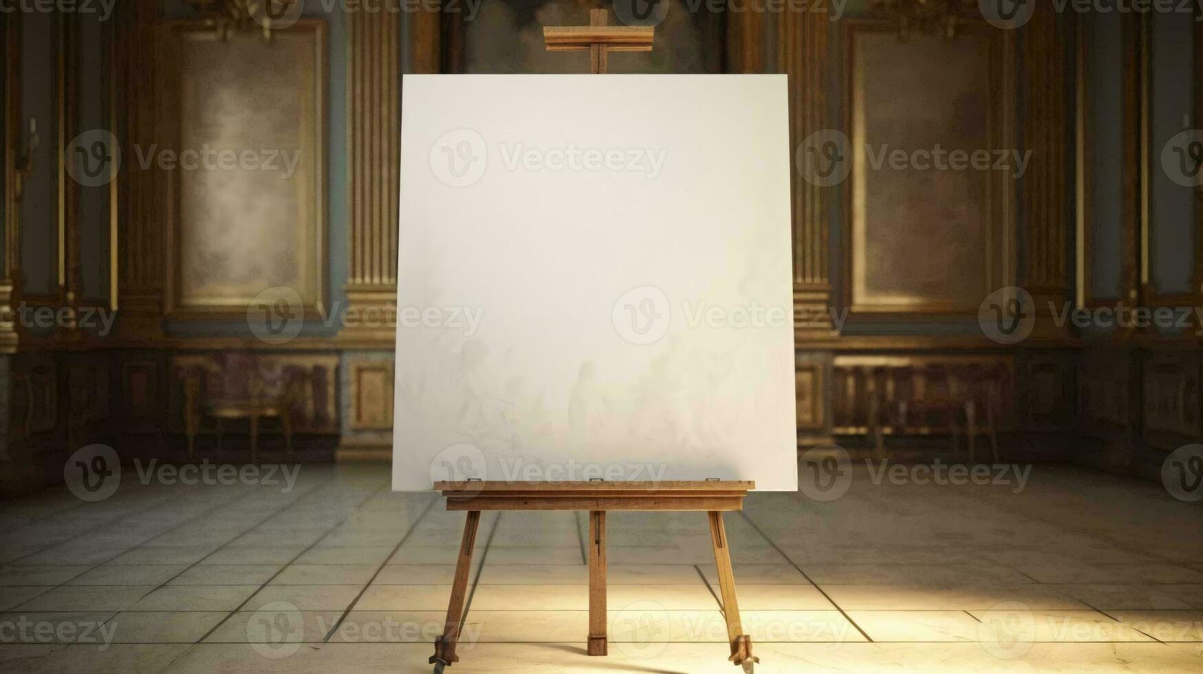 a white sheet of paper on a stand in a church AI Generated photo