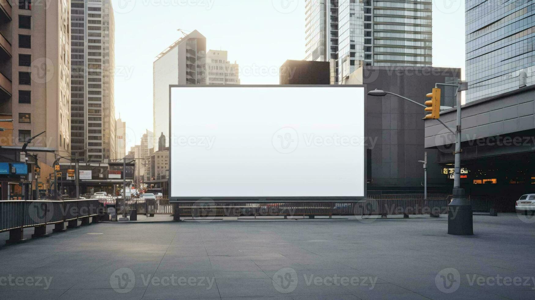 a large white billboard in a city AI Generated photo