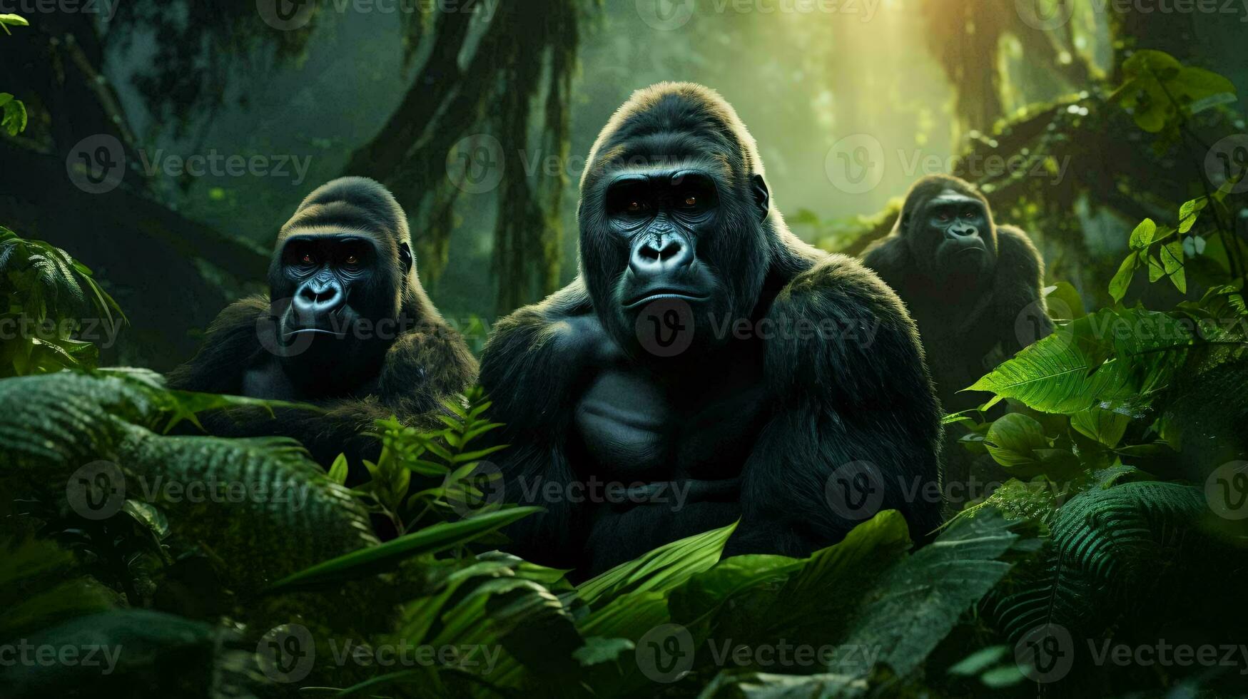 a group of monkeys in a forest AI Generated 34070419 Stock Photo at ...