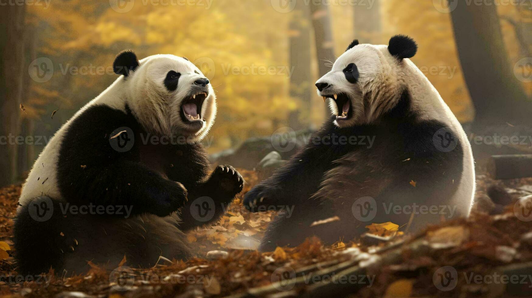 a couple of pandas playing AI Generated photo