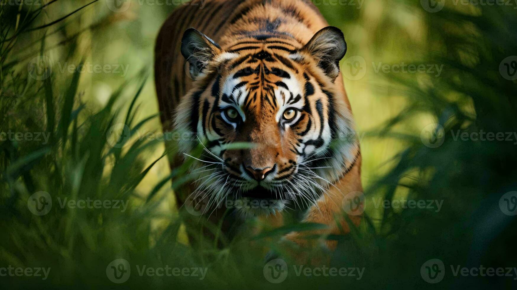 a tiger in the grass AI Generated photo