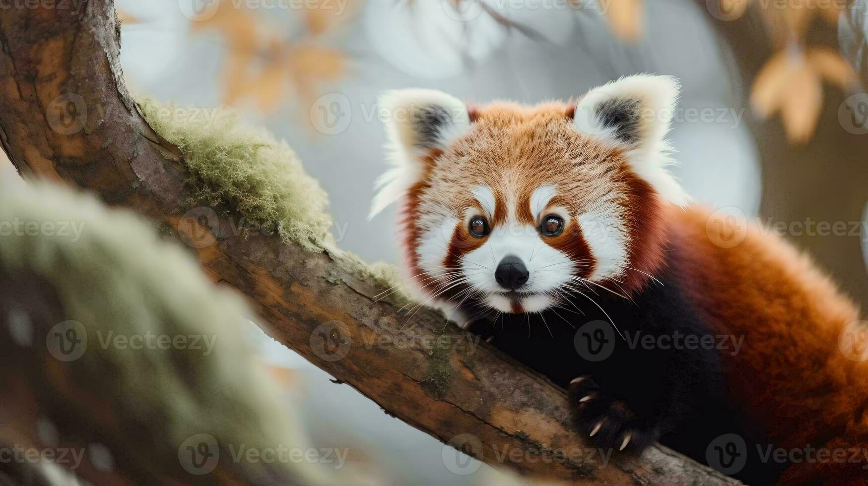 a red panda on a tree branch AI Generated photo