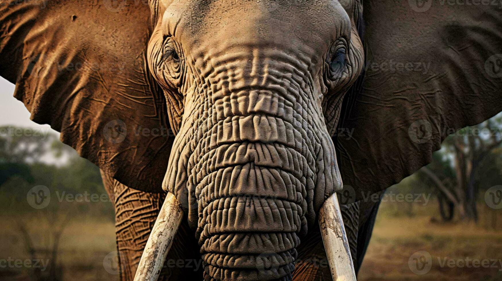 an elephant with tusks AI Generated photo