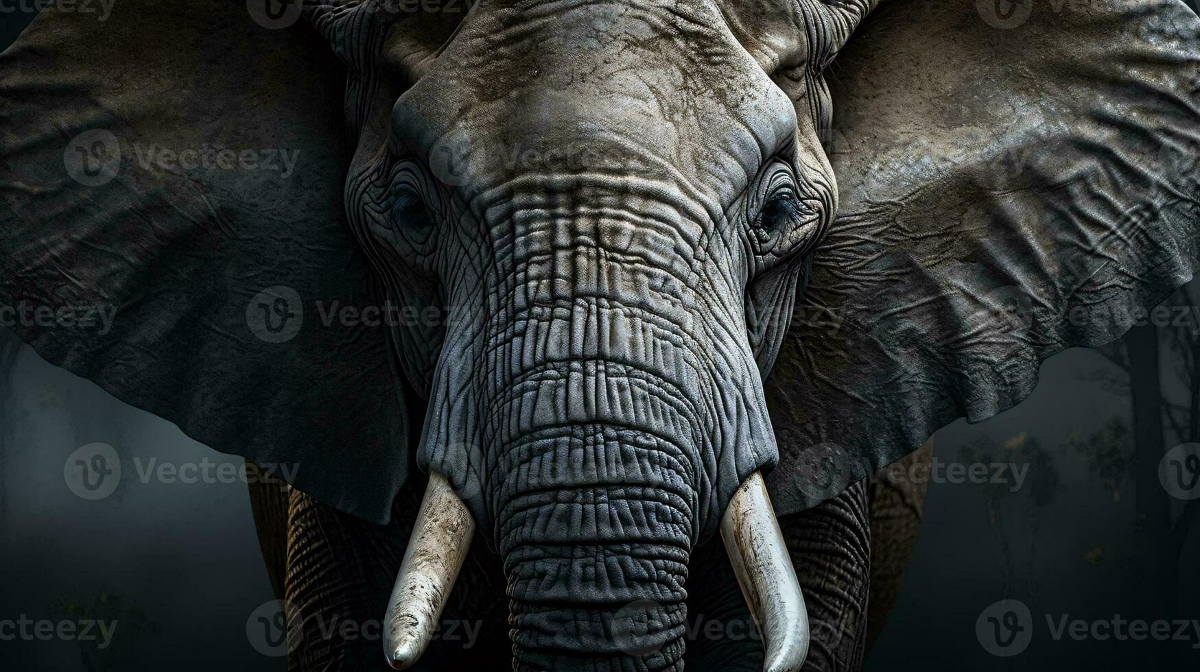 an elephant with tusks AI Generated photo