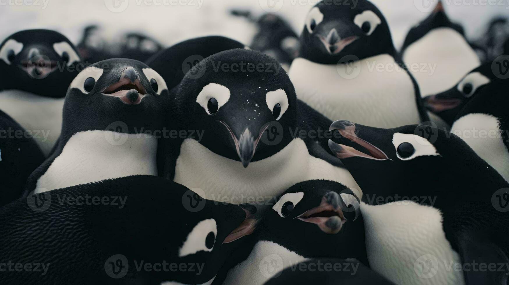 a group of penguins AI Generated photo