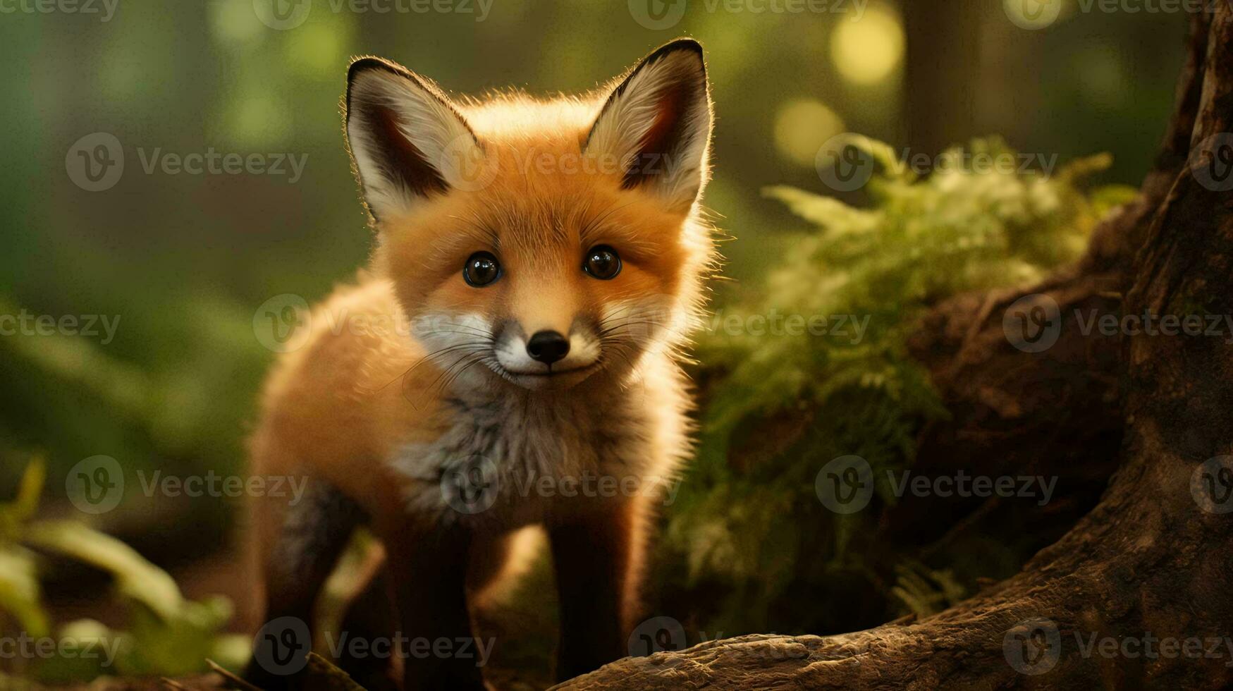 a fox standing on a tree AI Generated photo
