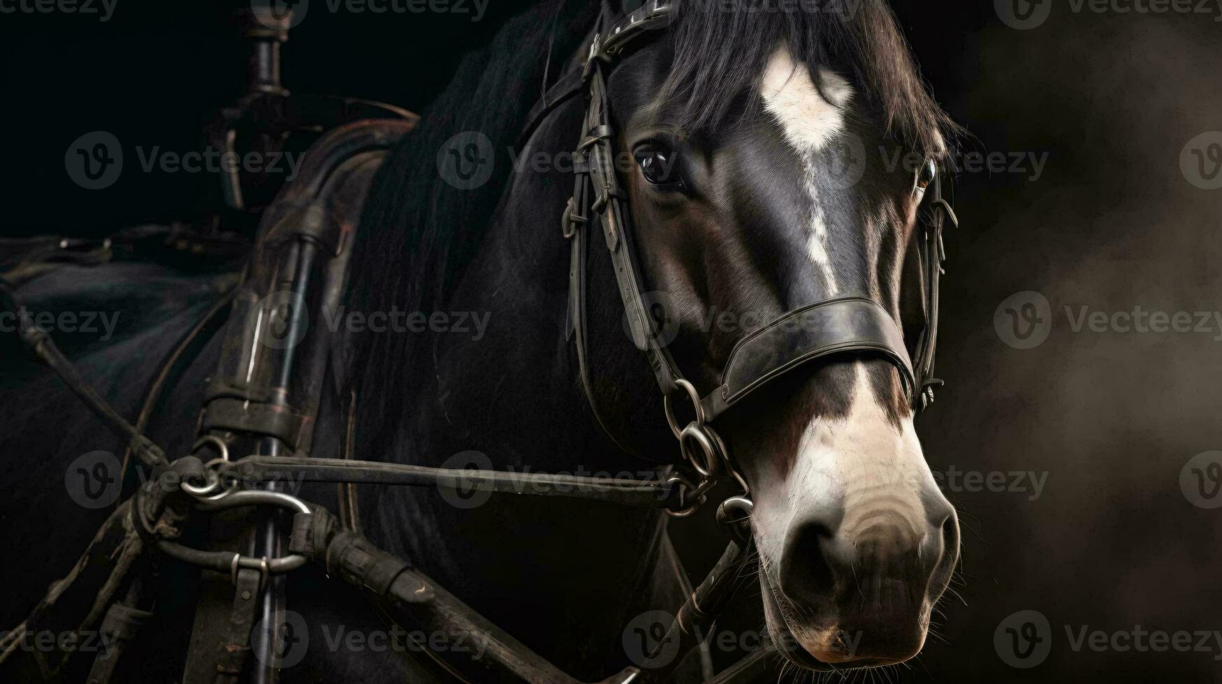 a horse with a saddle AI Generated photo