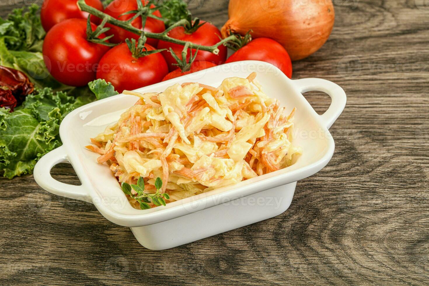 Vegetarian Cole slaw salad with cabbage photo