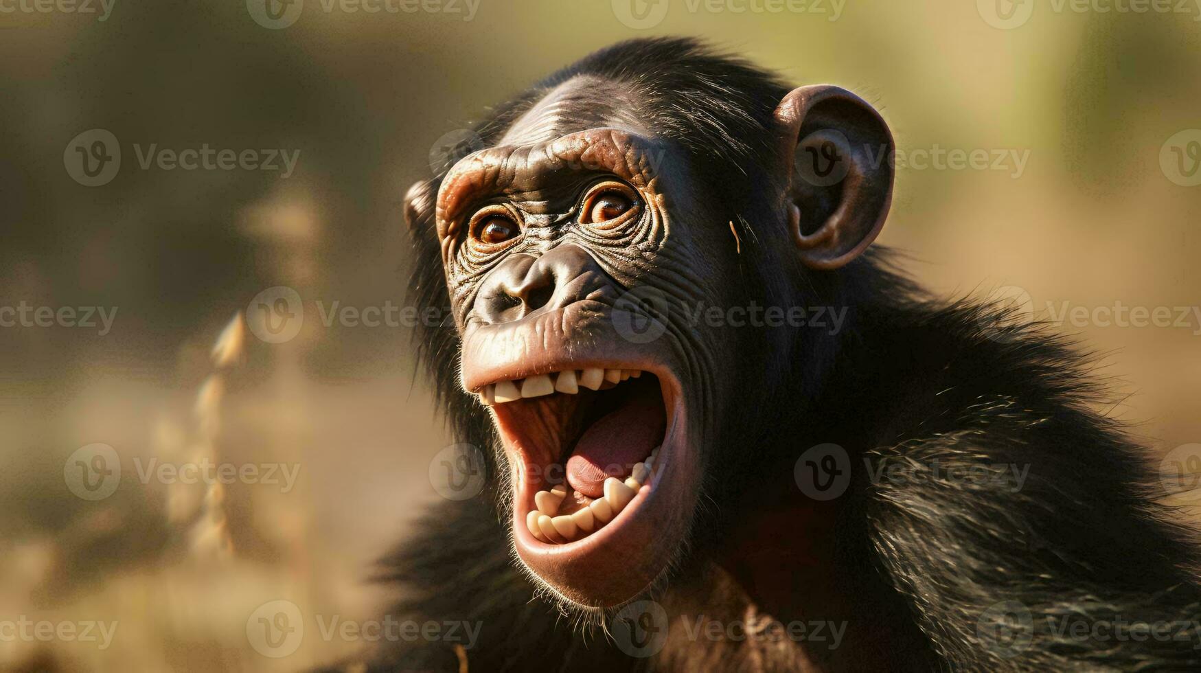 a monkey with its mouth open AI Generated photo