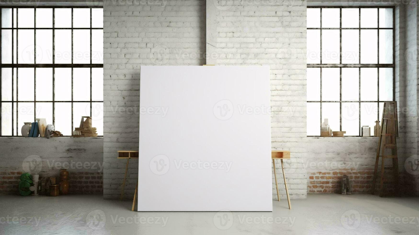 a white refrigerator in a room AI Generated photo