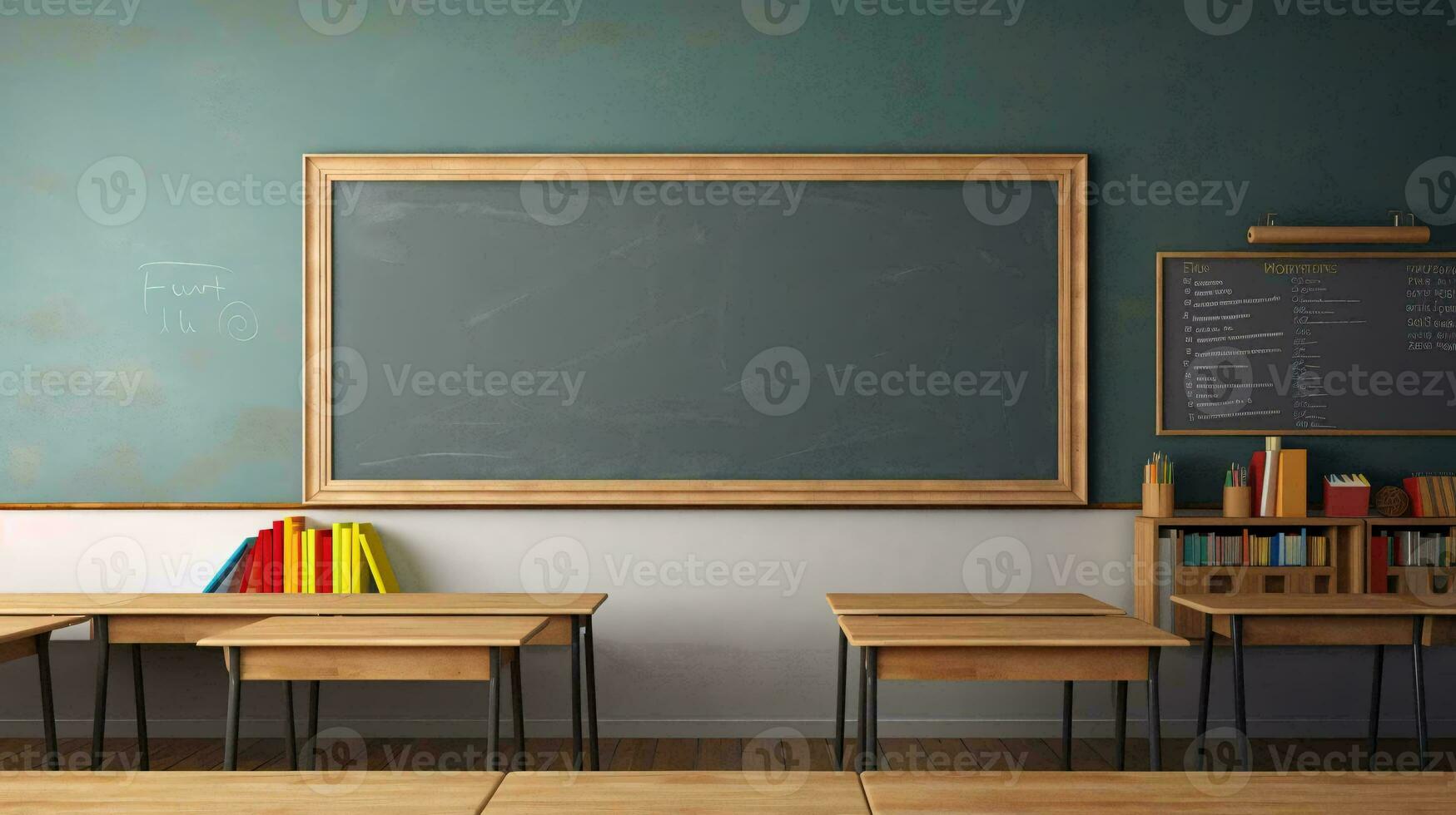 a classroom with a chalkboard AI Generated photo