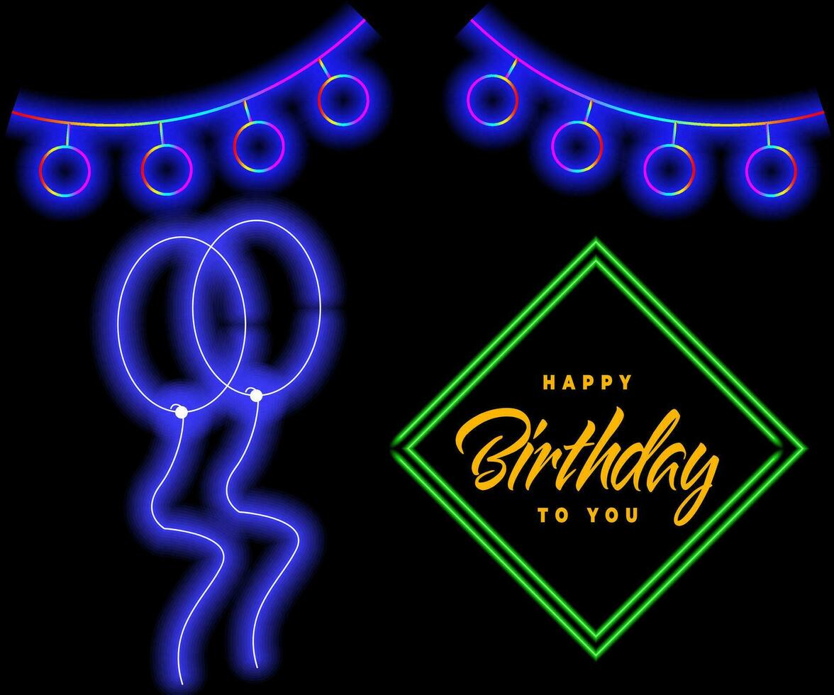 Happy Birthday Neon Text Vector. Happy Birthday neon sign, design template, modern trend design, night neon signboard, night bright advertising, light banner. Editing text neon sign. vector