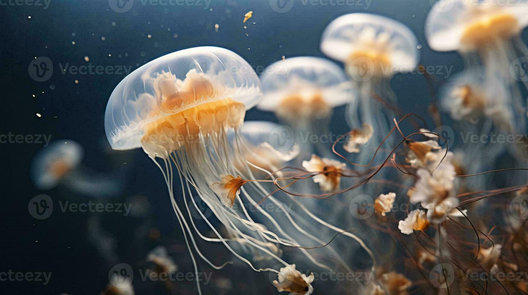 a close up of a jellyfish AI Generated photo