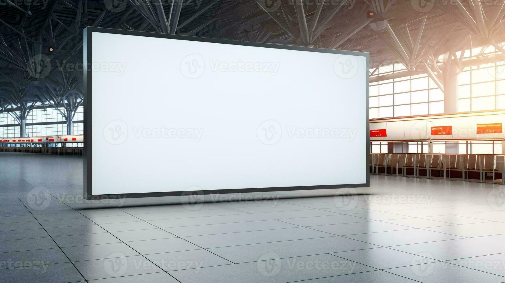 un grande blanco pantalla en un edificio ai generado foto