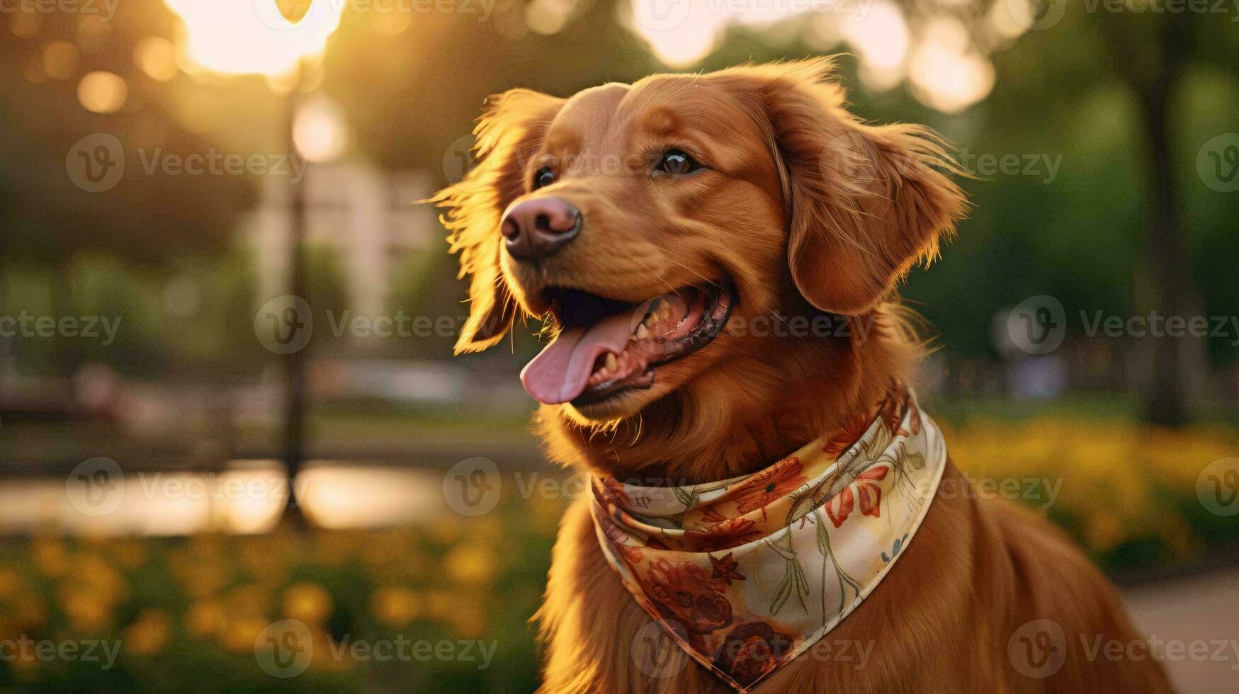 a dog wearing a scarf AI Generated photo