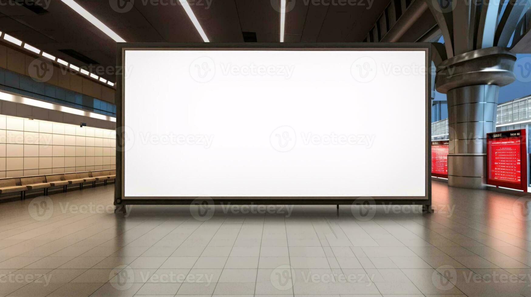 a large white screen in a building AI Generated photo