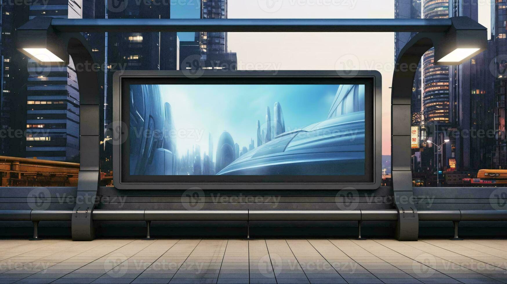 a large screen on a building AI Generated photo