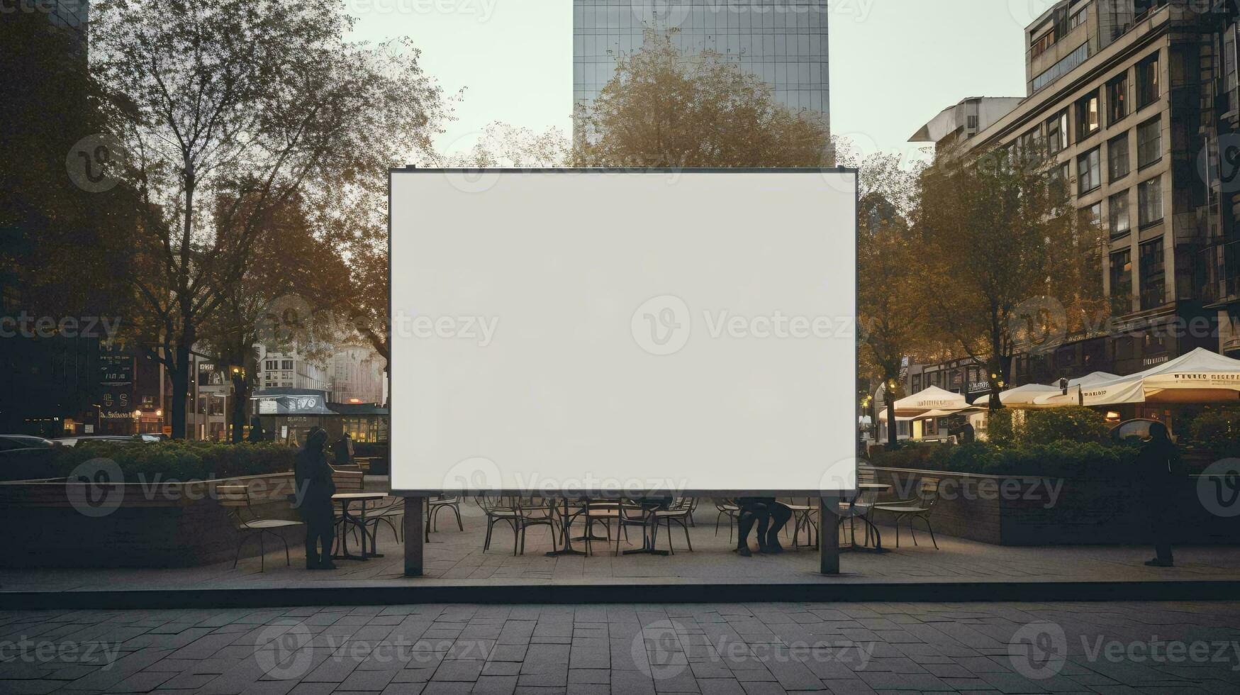 a large white billboard in a city AI Generated photo