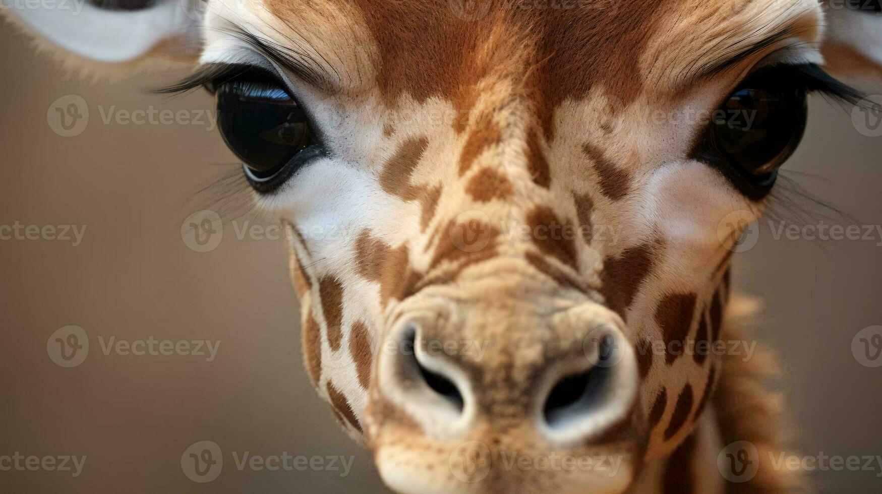 a giraffe with its eyes wide open AI Generated photo