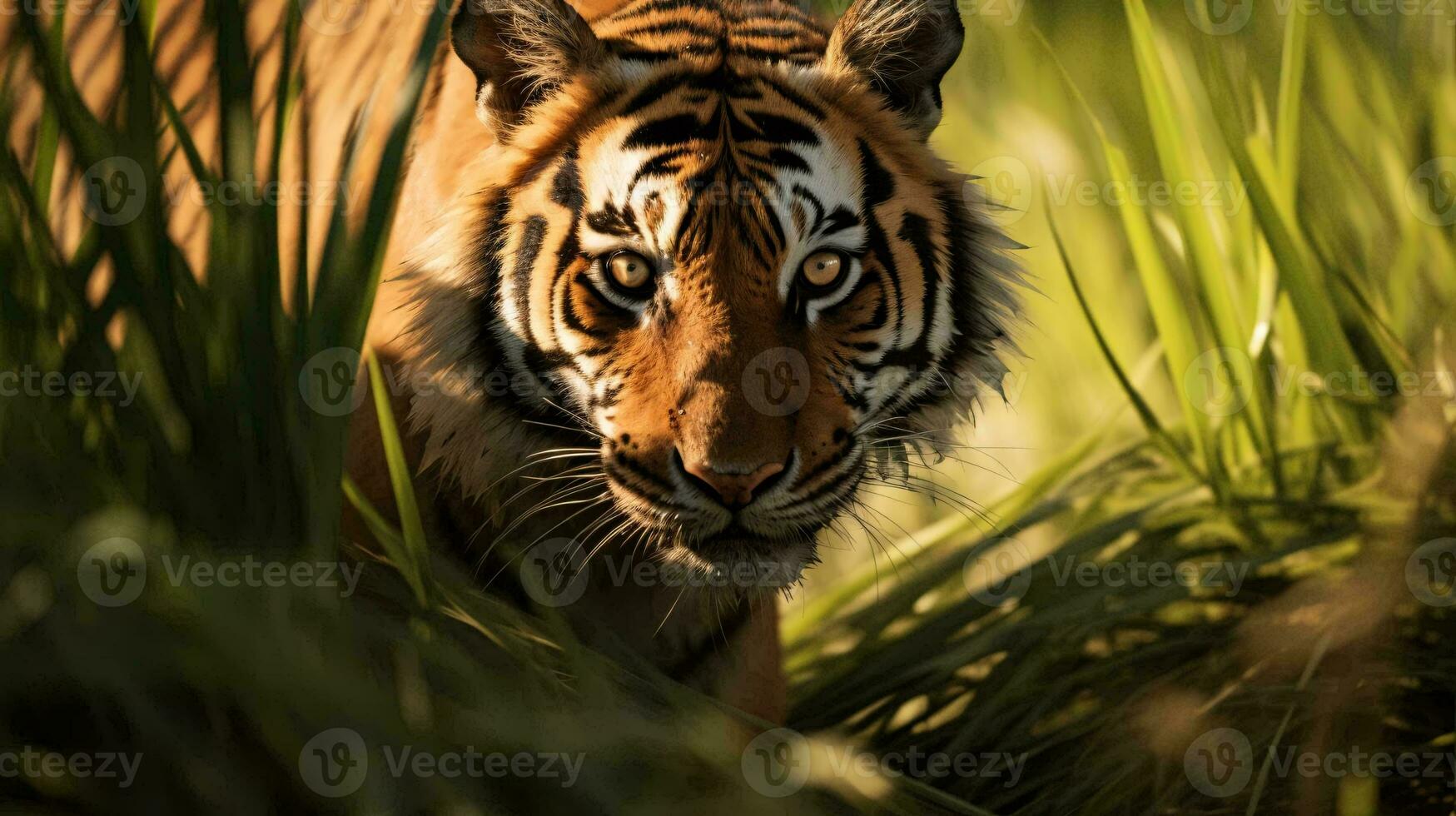 a tiger in the grass AI Generated photo