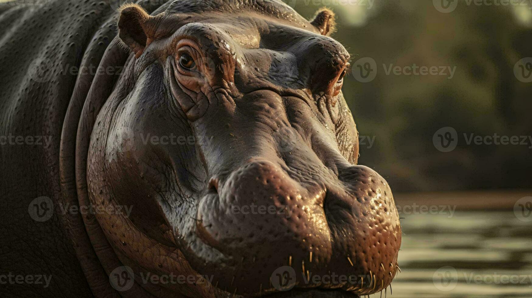 a close up of a hippo AI Generated photo
