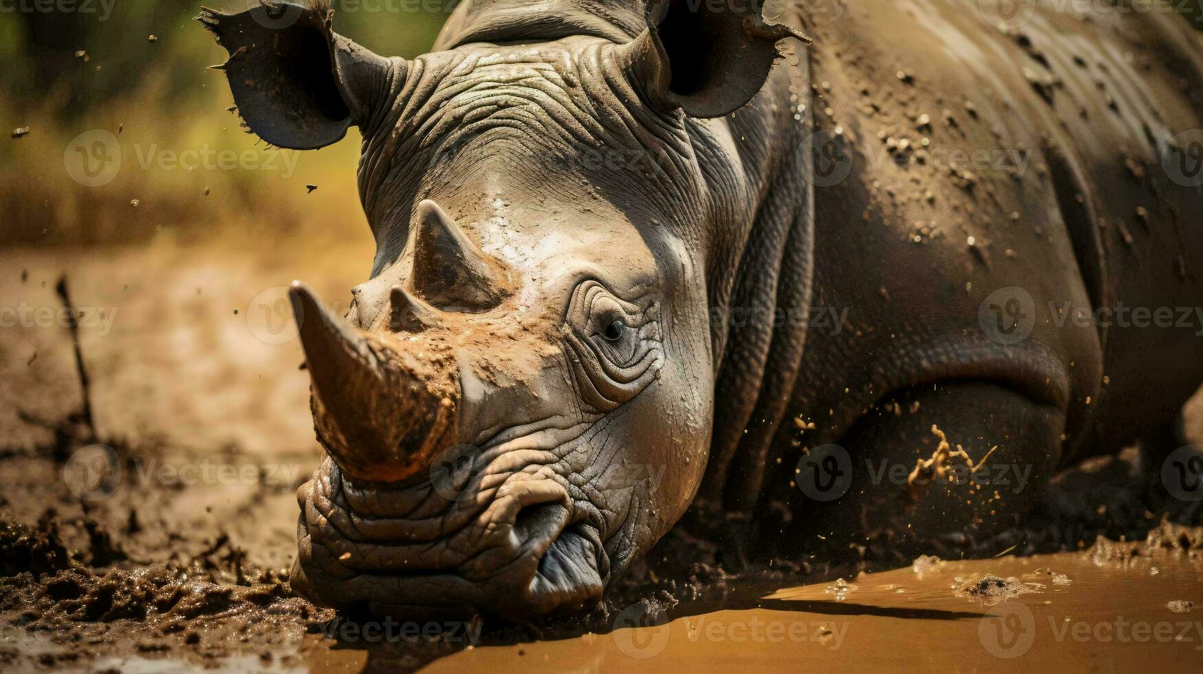 a close up of a rhino AI Generated photo