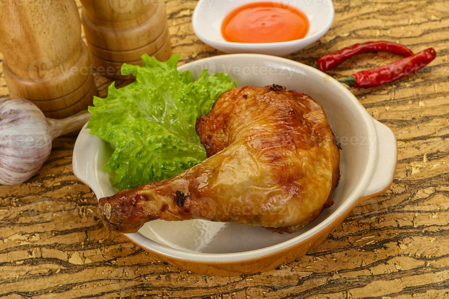 Roasted chicken leg photo