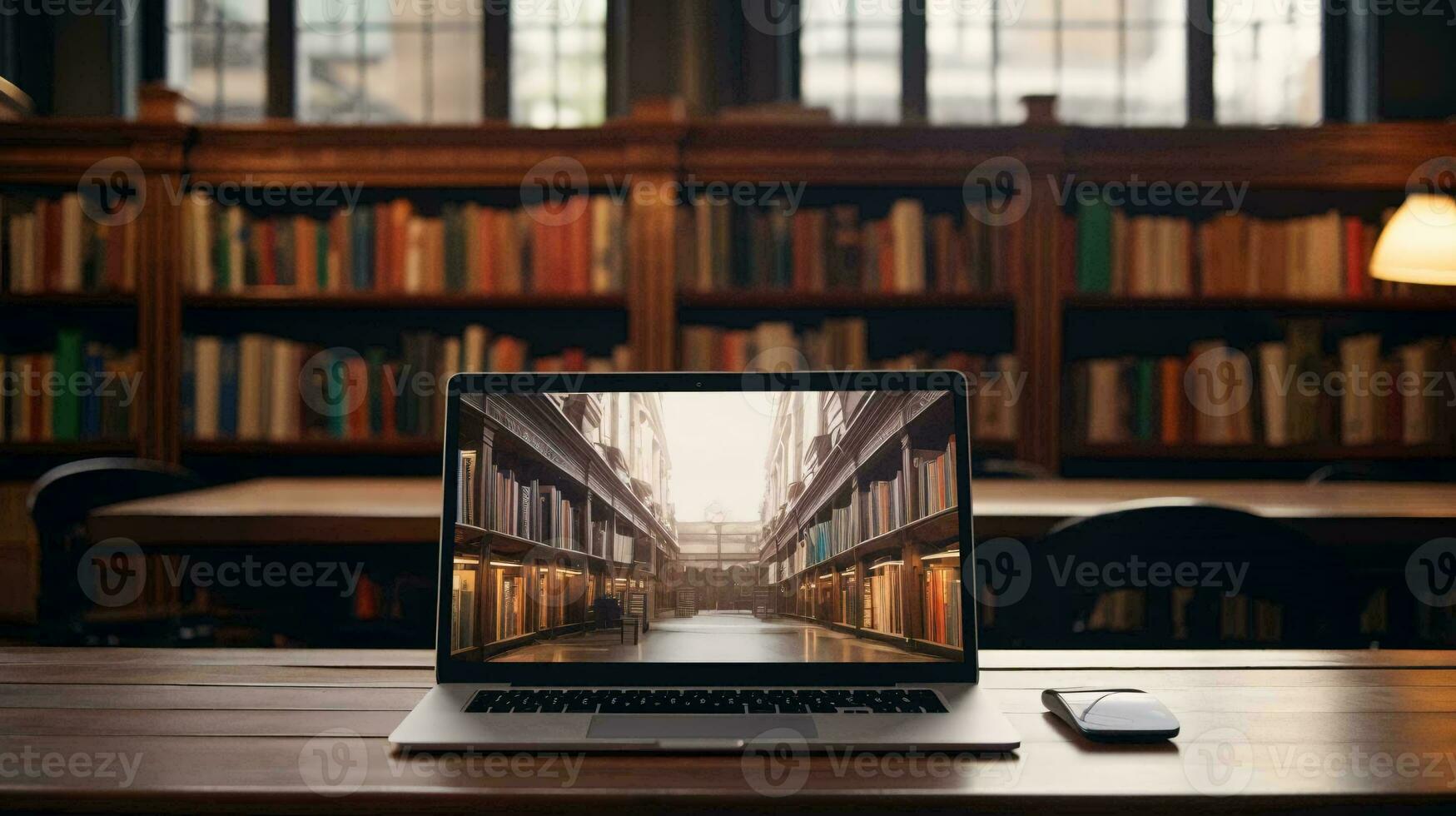 a laptop on a desk AI Generated photo