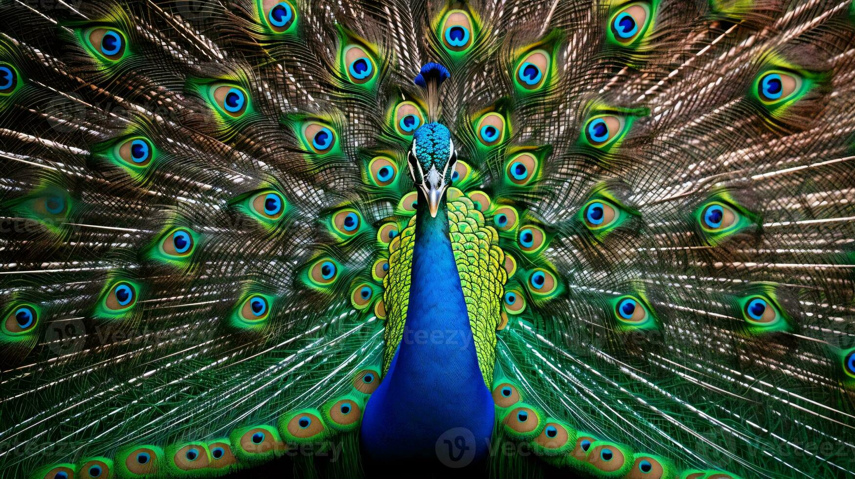 a peacock with its feathers spread AI Generated photo