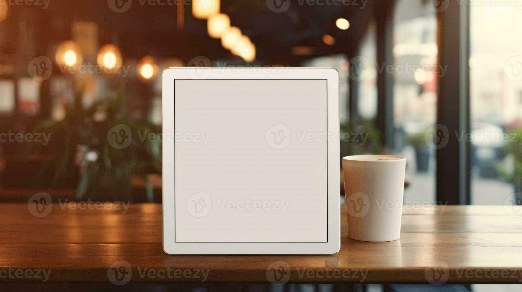 a white mug and a white mug on a table AI Generated photo
