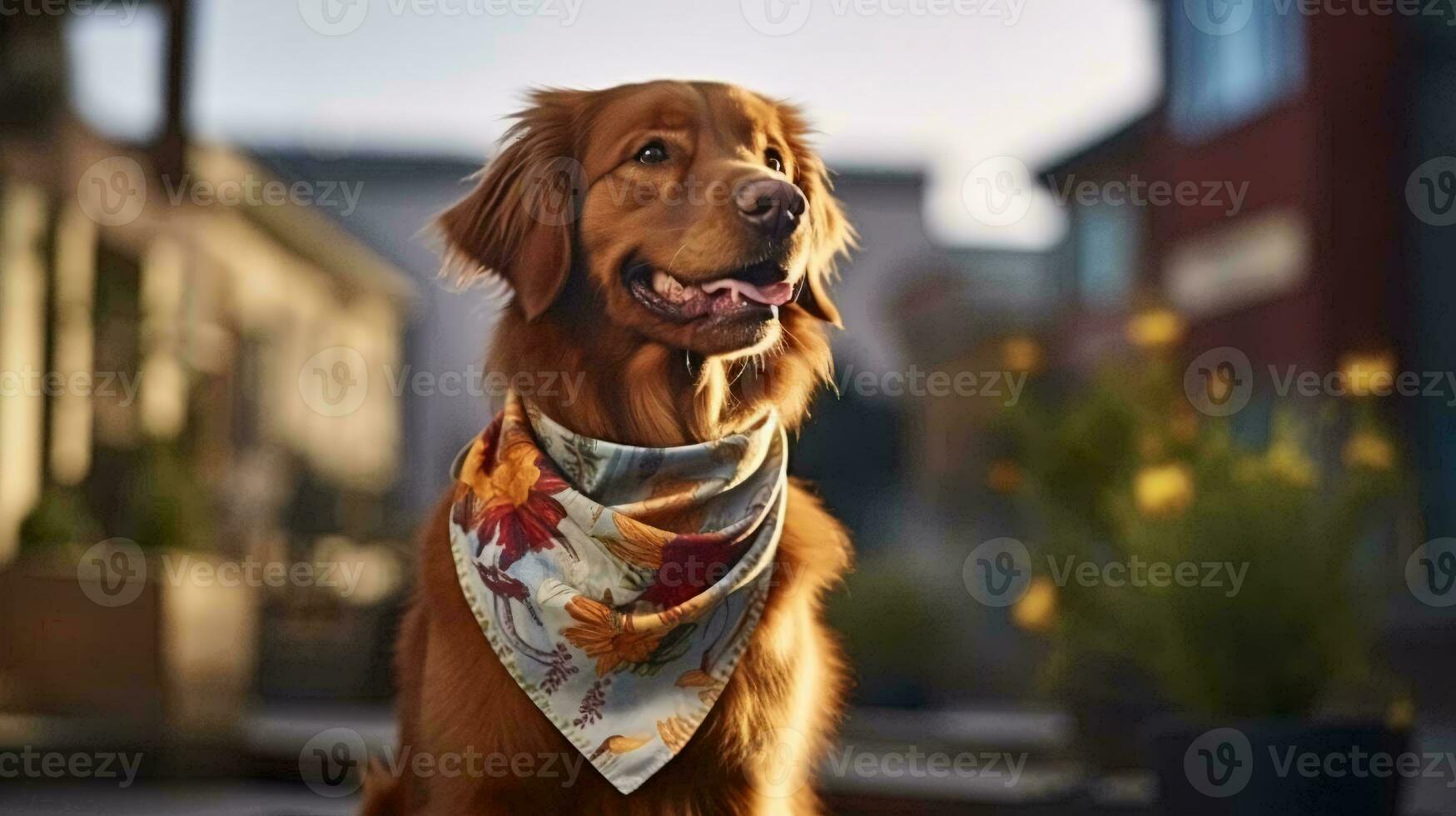 a dog wearing a scarf AI Generated photo