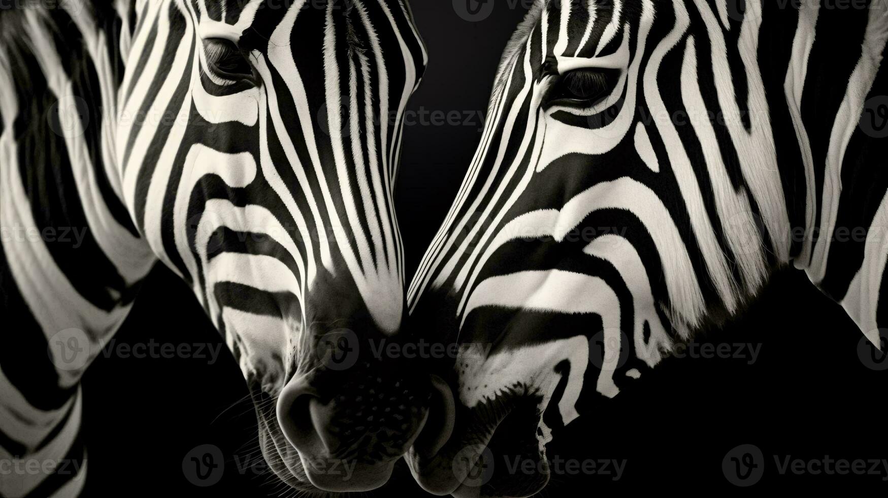 a group of zebras stand next to each other AI Generated photo