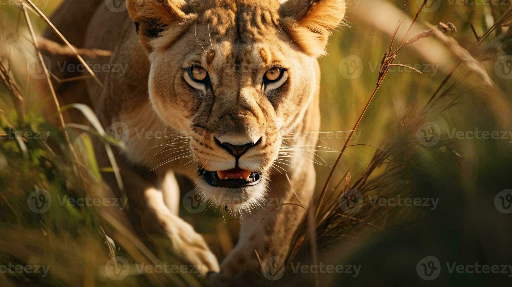 a lion in the grass AI Generated photo